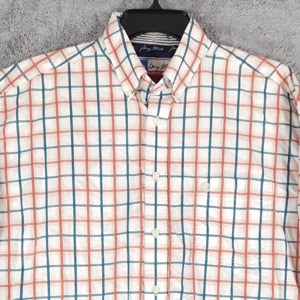 Wrangler George Strait Western Shirt Mens XL Plaid Cowboy Cut One Pocket Logo